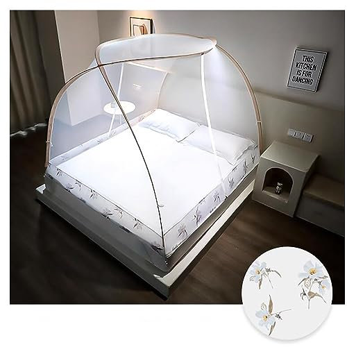 PYCJNFC Big Space Moskitonetz-Betthimmelzelt Gefaltetes Moskitonetzzelt für Bett Pop-Up-Sichtschutzzelt für den Innenbereich Betthimmel zum Schlafen Bettzelt, Orchidee, 1,2 * 2 m