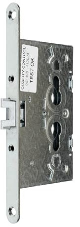 SN-TEC Metalltürschloss, Einfallenschloss, Türschloss für Nebentüren und Garagentüren, Dornmaß 65mm, Entfernung: 72mm, Stulp: 20x235mm abgerundet, Vierkant 8mm, DIN Links/Rechts verwendbar