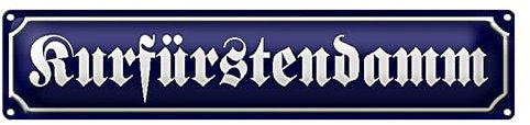 Blechschild | Kurfürstendamm | Nostalgie | Retro-Stil | Dekoration | 10 x 46cm