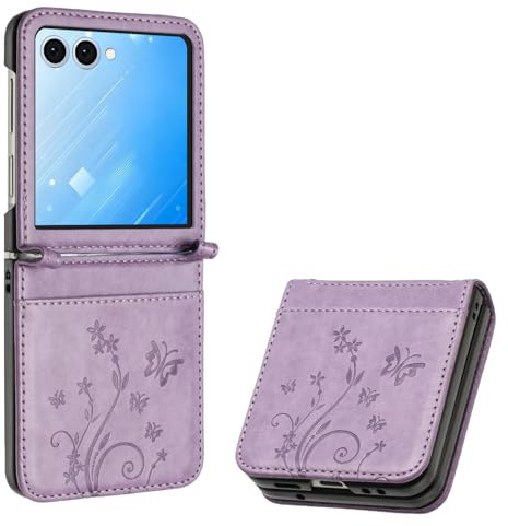 Anshow Lederhülle für Samsung Galaxy Z Flip 7 Hülle, Handyhülle für Samsung Galaxy Z Flip 7, Wallet Hülle Leder Tasche Schutzhülle, (Nützlich Nicht für Z FLIP 7 FE) Helles Lila