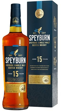 Speyburn 15 Year Old Single Malt Scotch Whisky, 40% ABV, 70cl, Speyside Aged in Hand Selected Ex-Bourbon and Ex-Sherry Casks, Fruit, Smooth Spices & Honey Notes