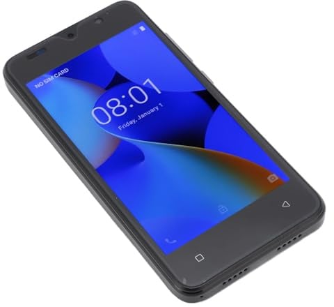 Tonysa Smartphone à écran HD de 5,0 avec 4 Go + 32 Go de Mémoire, Téléphone Portable à Reconnaissance Faciale à Double Caméra pour Système 12, adapté à Les âges, Type D'interface USB (Black)