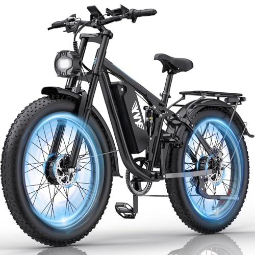 YVY C26 Pro Vélo Électrique, Autonomie 120km, Batterie Amovible 48V 23Ah, Double Moteur 180Nm, Fat Bike Électrique, VTT Électrique 7 Vitesses, E-Bike Double Suspension, Double Disque, Écran LCD