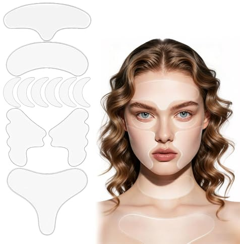 Cosblisvia Anti Falten Silikon Pads, Wiederverwendbare Silikonpflaster gegen Falten & Dekoltee Pads Antifalten für Frauen, Overnight Hautstraffung im Schlaf (Klar)