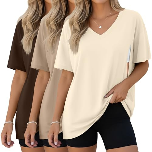 Xuniea 3 Pack Women's Oversize Nursing Shirts, Medium, 3-Color