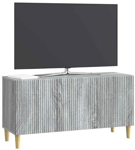 vidaXL TV-Schränk Graues Sonoma 99 x 34,5 x 50 cm Holzwerkstoff, Wohnen aufzubewahren, Vintage-Medienkonsole, rechteckiger Schrank mit Beinen, stylischer Organizer, viel Stauraum