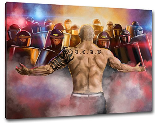 Ultras-Art Hooligan Face of Police Format: 60x40, Bild auf Leinwand XL, fertig gerahmt