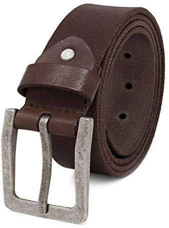 ROYALZ Antik Vintage Ledergürtel für Herren Büffel-Leder aus robusten 4mm Voll-Leder Jeans-Herren-Gürtel mit Dornenschließe 38mm, Farbe:Dunkelbraun, Größe:115