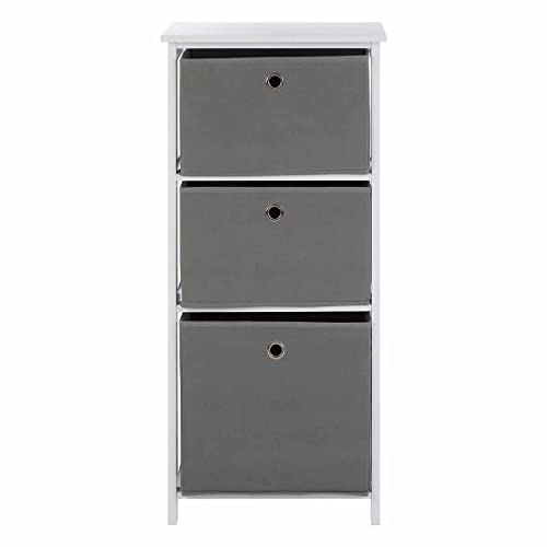 Premier Lindo Cabinet, 3 Fabric Drawers, Grey