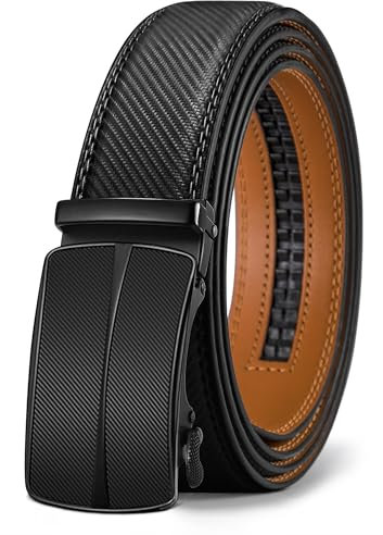 BULLIANT Gürtel Herren, Gürtel Ratsche Ledergürtel Automatikschließe für Herren Anzug Business Kleidung,Breit 35mm,Größe Angepasst(Schwarz-125cm/36-42 taille verstellbar)