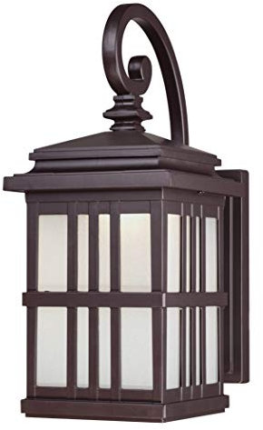 64002 Einflammige, dimmbare LED-Außenwandleuchte, Ausführung in geölter Bronze mit mattiertem Glas
