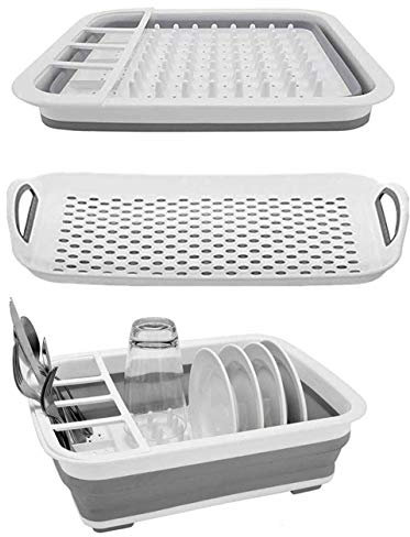 Ahyuan Égouttoir à Vaisselle Pliable Portable pour Cuisine, Camping-Car, remorque, économiseur d'espace (avec égouttoir)