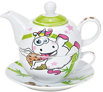 Tea for One Set mit Einhorn (Kanne & Tasse & Untertasse)
