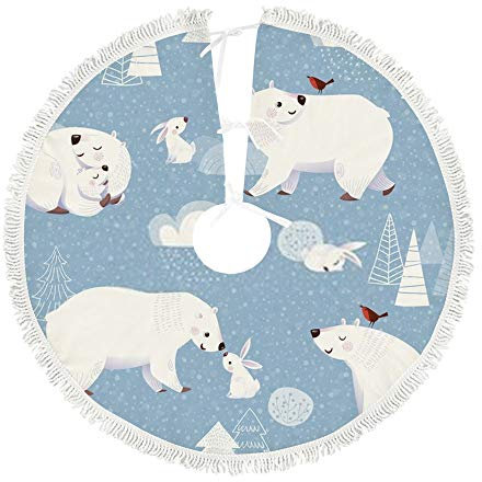 Ruchen - Copri Base per Albero di Natale, Motivo: Orsetti polari, Conigli, Decorazioni Natalizie, 76,2 cm, 91,4 cm, 121,9 cm, Pelo Corto, 30''