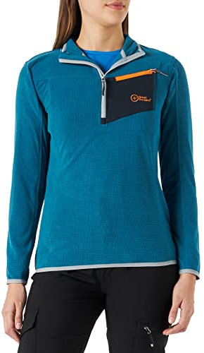 Great Escapes Pile Leggero Donna Mezza Zip Flores, Petrol S