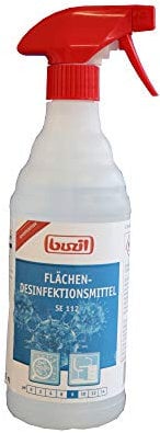 Buzil Desinfektionsreiniger Flächen SE 112 – parfümfrei, farblos, 600 ml = 1 Sprühflasche