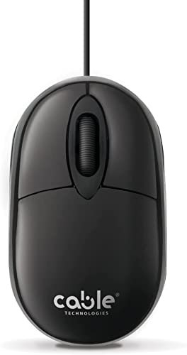 Cable Technologies Souris Filaire, Capteur Précis, 1000 DPI, 3 Boutons, Design Pratique et Confortable, Souris pour Pc Ordinateur Portable, Ergonomique, Câble 1.5m