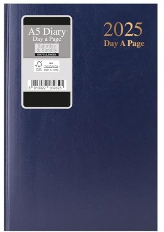 2026 A5 Day-to-Page Diary by 1ABOVE – Premium Hardcover Daily Planner with Full Pages for Saturday & Sunday, Ribbon Marker, Yearly Overview – Ideal for Office, Home, Appointments & Business (BLUE)