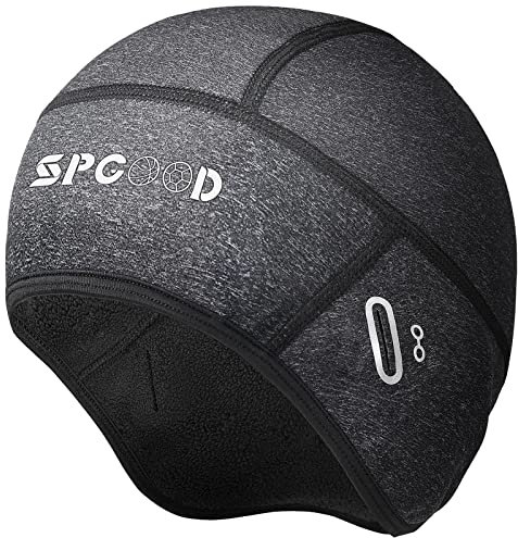 SPGOOD Fahrrad Mütze Radmütze Helm Unterziehmütze Herren/Damen Fahrrad Kappe Sportmütze Laufmütze Bike Warm Cap Winter Winddichte Wintermütze Atmungsaktiv Helmmütze(Grau)
