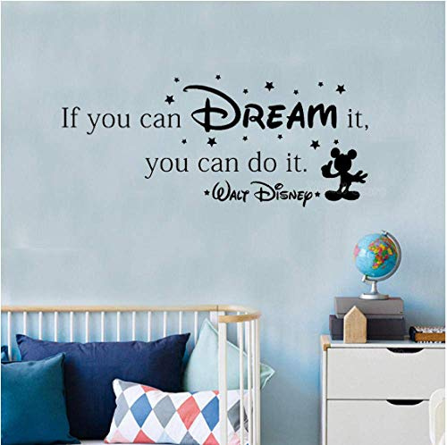 Wenn Sie Es Träumen Können, Können Sie Es Tun Inspirierend Zitat Wandaufkleber Home Art Vinyl Wandtattoo Für Kinderzimmer Wandbild Mickey Stars 58X25Cm