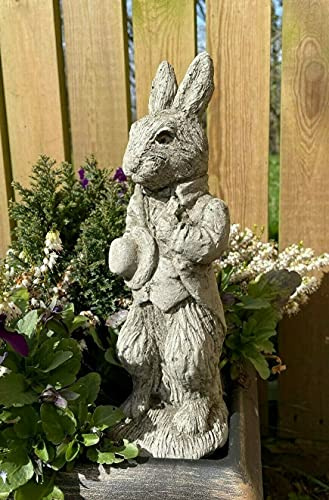 Mini Peter Rabbit Stone Statue | Beatrix Potter Animal Garden Outdoor Ornament