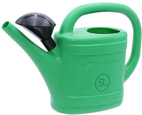 Agrarflora Gießkanne Spring 5 Liter, grün - Kunststoff-Gießkanne, Gartengießkanne - Blumengießkanne mit Abnehmbarer Gießbrause - für Blumen Garten Pflanzen & Bewässerung