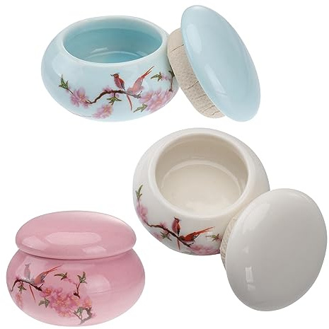 minkissy 3pcs Ceramic Tea Canister Porcelain Loose Tea Jars with Seal Lid Candy Storage Tin Ceramic Can with Airtight Lid Chinese Japanese Style for Nuts Spice Cosmetic Makeup