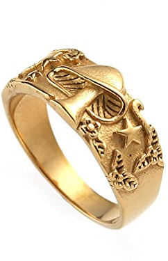 OAKKY Herren Retro Kreativ Stern Pilz Blume Muster Geschnitzt Siegel Ring