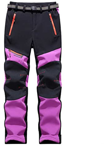 ZhuiKun Unisex Wanderhose Wasserdicht Softshellhose Outdoorhose Winddicht Warm Gefüttert Skihose Snowboardhose Winter Trekkinghose - Violett (Damen), M
