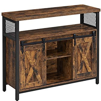 TOMYEUS Sideboard Wohnzimmer ESS -Sideboard -Küchenschrank Lagerschrank Buffet Tisch mit einstellbarem Regal Offener Fach Industrie Fernseher Konsole Beistellschrank