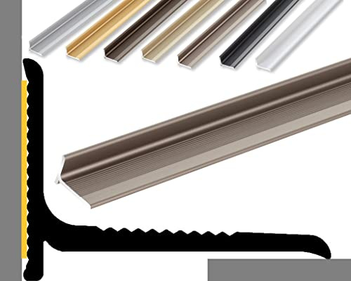 (10,49EUR/m) NALine Abschlussprofil | 22x15x1180mm | Edelstahl-Look eloxiert | Innenwinkel Treppenbelag | Bodentiefe Fenster Balkon Abschluss | Sockelprofil | Wandabschlussleiste