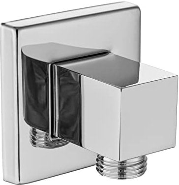 Heyalan Polished Chrome Wall Supply Elbow Square Shower Hose Connector for Handheld Shower Without Hand and Hose - Wall Mount 90 Degree Cradle Fixed Brass