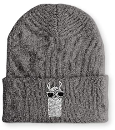 tshirtladen Cool Lama Retro Statement Beanie Mütze mit Spruch für Damen und Herren, Farbe: Grau