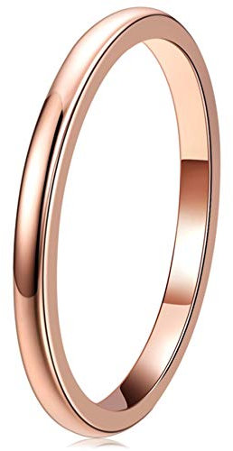 Three Keys Jewelry Womens Charming Jewelry 2mm Rose Gold Tungsten Polished Wedding Carbide Ring Band for Women Engagement Size 9
