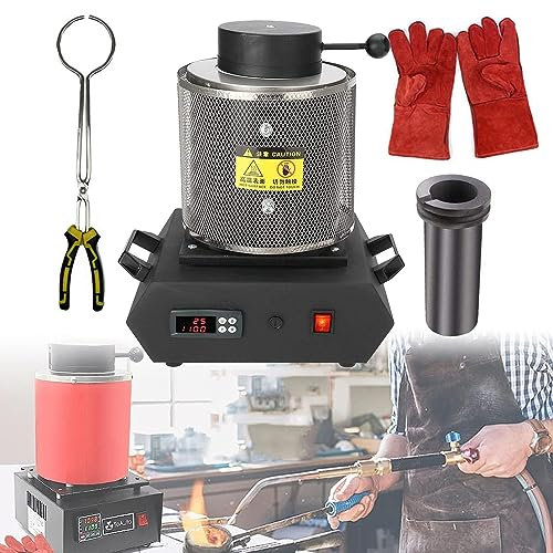 Four Fusion Électrique Four Fusion en Or, Four Fusion Numérique Automatique 1150 ℃, Four Fusion des Métaux, Capacité 1/2/3 Kg, Kit Four Coulée pour Raffinage l'or Et l'argent,Black-1KG