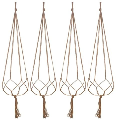 JEKUGOT 4 Pack Hanging Planters Baskets, Macrame Plant Hangers with Hooks, Wall Hanging Flower Pot Holders for Indoor Outdoor Balcony Decor - 80CM and 100CM - Cotton Rope