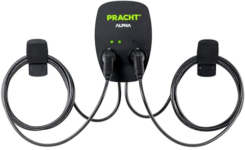 Wallbox ALPHA DUO, 1x 11KW / 2x 6,9KW (schwarz, 2x 5,5 Meter Kabel, RFID)