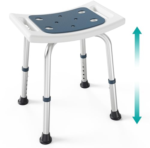PELEGON Shower Chair for Inside Shower (350 lb) - Adjustable Height, Padded Seat, Shower Chair for Elderly and Disabled - Shower Chair for Adults, Tub Chairs for Bathtubs - Dark Blue