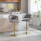 HAINEW Moderner Samt Barhocker 2er Set Mit Goldenen Metallbeinen Und Blumenform Rückenlehne, Höhenverstellbare Barstühle, 360°Drehbar, Küchenstühle, Tresenhocker, Bistrohocker (Grau)