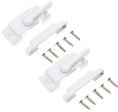 UKCOCO 2 Sets Door and Window Crescent Lock Locks Shutter Verrou De Blanc Sliding Sash Lock Window Sash Lock Patio Screen Door Lock Window Sash Fasteners Horizontal Latch Zinc Alloy White