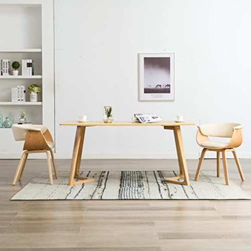 CKioict Bürostuhl Esszimmerstühle modern Bistrohocker Esszimmerstühle 2 STK. Creme Bugholz und Kunstlederfür Esszimmer, Küche, Theke, Bar