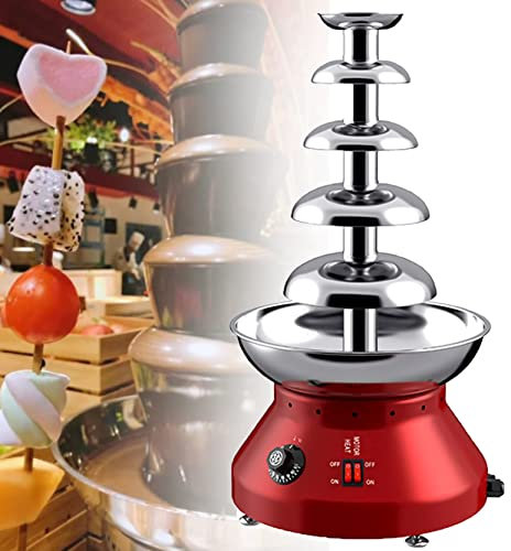 AINITAIFENG Electric Chocolate Fountain, 3L Stainless Steel Commercial Chocolate Fountain 30℃~110℃ Adjustable, for Party Wedding Restaurant (Red)