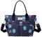 NICOLE & DORIS Damen Handtasche Große Tasche Casual Umhängetasche mit Mehreren Taschen Shopper Schultertasche Blume Henkeltasche Bunte Tote Handtaschen Crossbody Bag Dunkelblau 2