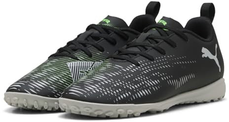 PUMA Future 8 Play TT JR Soccer Shoe, Black Silver-Fluo Green, 5.5 UK