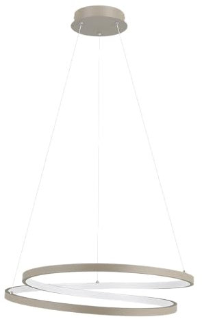EGLO LED Hängelampe Ruotale, Pendelleuchte über Esstisch, Esszimmerlampe geschwungen, Hängeleuchte Ringe aus Metall in Sand, warmweiß, Ø 55 cm