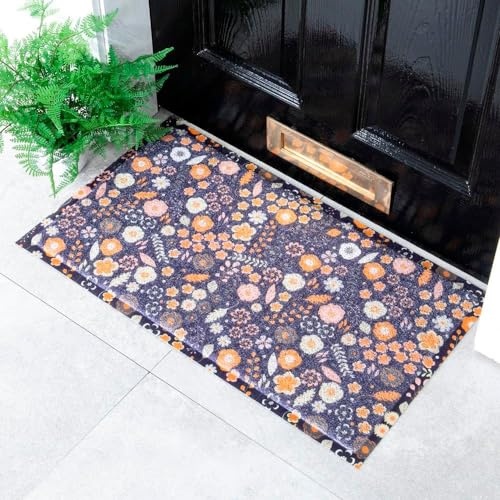 Artsy Mats Purple Flower Pattern Indoor & Outdoor Door Mat - Incredibly & Weatherproof Doormats - Non Slip Mat, (70x40 cm)