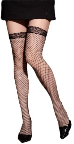 2 Pares de Medias de Rejilla para Mujer Con Encaje de Seda Negro