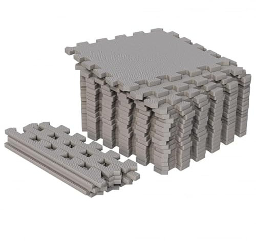 GORILLA SPORTS® Bodenschutzmatte - Set aus 18 Stücken, 30x30 cm, EVA, Rutschfest, Grau - Bodenmatte, Fitness Schutzmatte, Puzzlematte Boden, Sportmatte, Unterlegmatte für Fitnessgeräte