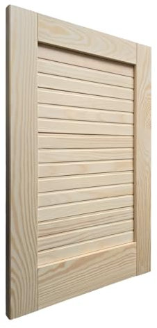 Louvred Slatted Wardrobe Door - White - Finished/Natural - Ready to Paint or Varnish - Classic Solid Wood Pine Internal Door - Louvre Cupboard Doors - Single Wooden Door Full Panel