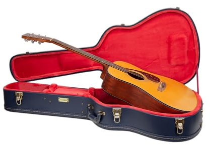 Crossrock Relief Series-Holzkoffer für Dreadnought-Gitarren, mit stark strukturierter Oberfläche, Kunstfell in Nerzoptik, Edelstahlverschlüssen – Ozeanblau (CRW630DOB)